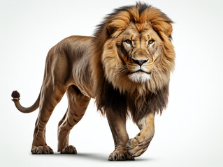 Fototapeta premium Lion walking on a white background