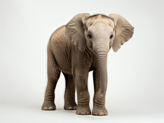 Obraz premium An Elephant calf stood on a white studio background