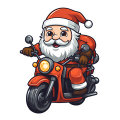 Santa Claus Riding Motorcycle Clipart