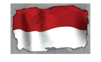 Indonesian Rustic Flag with Grunge Background
