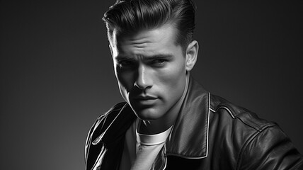 1950's portrait of a young man with greased back hair
