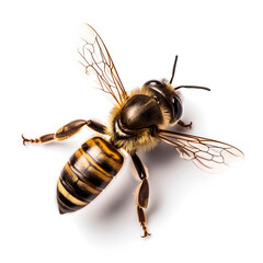 Top view of a bee isolated on white transparent background 