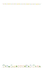 水彩風のかわいい街並みとガーランドのフレーム