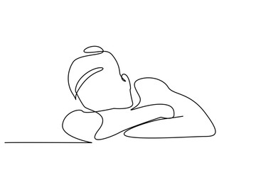 woman tired sleepy overwork office line art