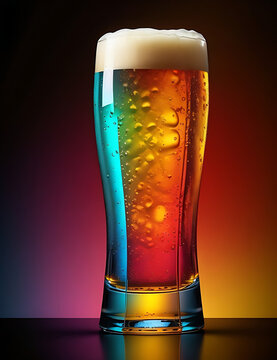 A Glass of Beer Image Diamond color HD, Hi regulation 3D Glass Ai Generated.