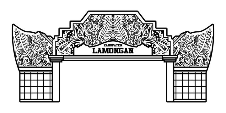 lamongan gate vector illustration hd quality, vektor gapura lamongan
