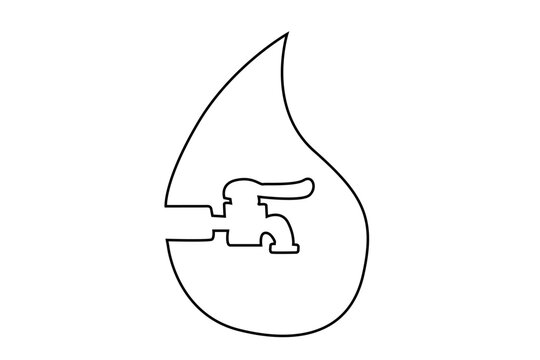 recommend clip art: faucet tap water drop ecological save line art icon