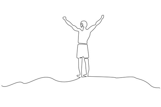 young happy male victory free happy outside nature line art