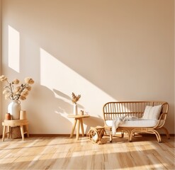 A wall mockup in a white, cozy children's room interior background, 3D render. Made with Generative AI technology