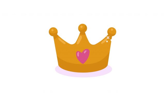 golden crown queen with heart animation