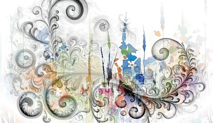 AI-generated colorful abstract floral illustration combined with contributor's own artwork. MidJourney.