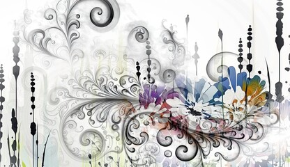 AI-generated colorful abstract floral illustration combined with contributor's own artwork. MidJourney.