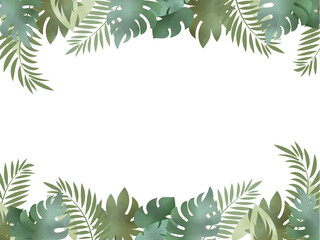 水彩風のナチュラルな南国の葉っぱ