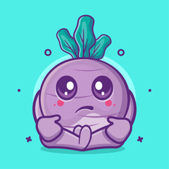 kawaii turnip vegetable character mascot with sad expression isolated cartoon in flat style design