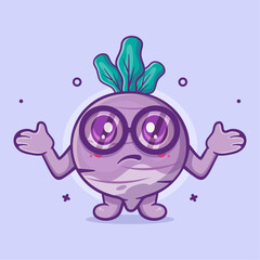 cute turnip vegetable character mascot with confused gesture isolated cartoon in flat style design