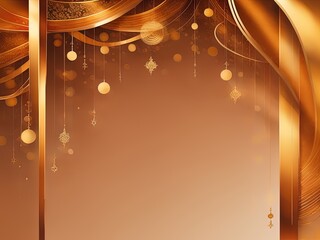 Luxury golden color background with golden line elements and curve light effect decoration and bokeh with Generative AI.