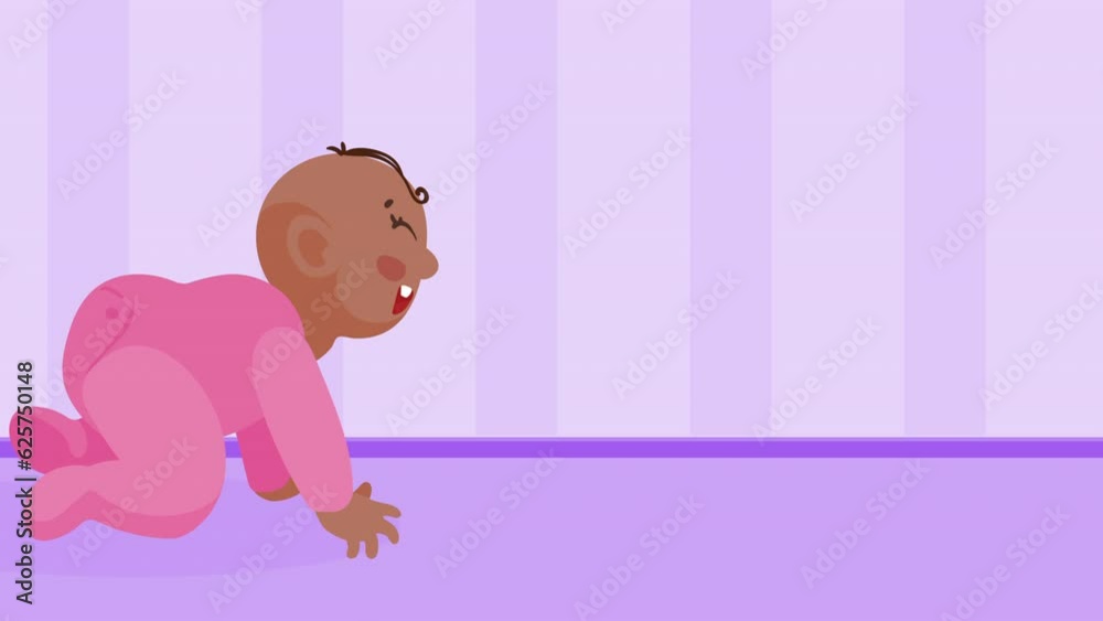 Canvas Prints afro girl baby crawling character animation