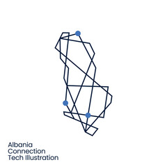 Albania Connection Tech Technology Geometric Polygonal Logo Vector Icon Illustration