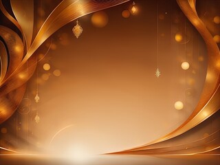 Luxury golden color background with golden line elements and curve light effect decoration and bokeh with Generative AI.