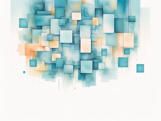 cyan squares abstract background geometric with generative AI