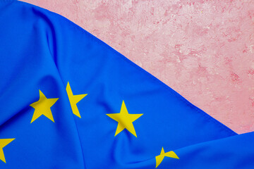 Flag of European Union on pink background