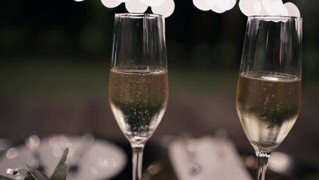 bubbles in a glass of champagne