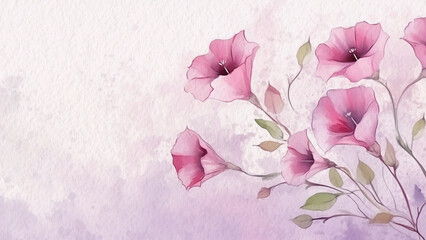 Abstract Floral Pink Ipomoea Alba Flower Watercolor Background On Paper