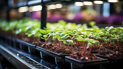 Green Goodness: Hydroponic Racks of Young Microgreens