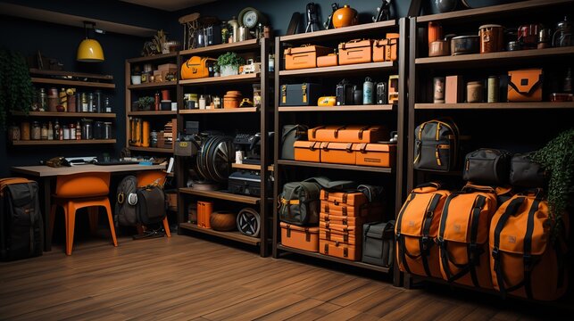 Tidy and Organized: A Garage Haven with Shelves in Order