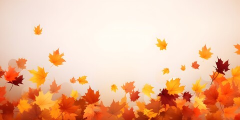 Naklejka na ściany i meble Autumn banner with orange leaves. AI generative