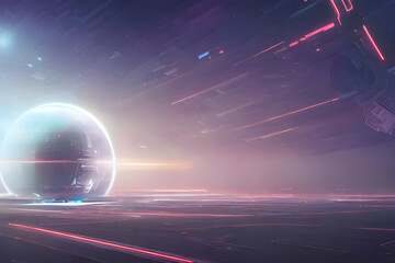 3d rendered illustration of sci-fi space scene generative ai