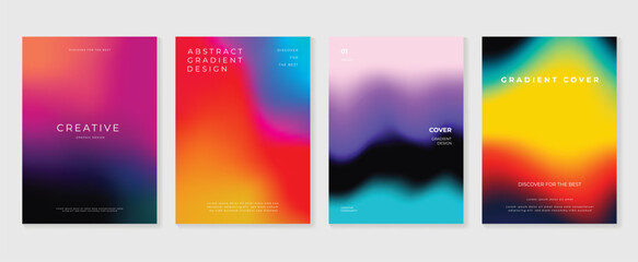 Gradient design background cover set. Abstract gradient graphic with geometric shapes, liquid, layers. Futuristic business cards collection illustration for flyer, brochure, invitation, media.