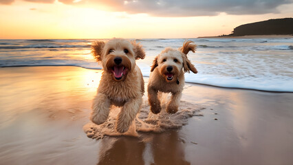 Sandy Paws - Cute Dog at the Beach | Generative IA
