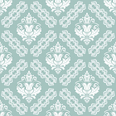 Classic seamless vector pattern. Damask orient ornament. Classic light blue and white vintage background. Orient pattern for fabric, wallpapers and packaging
