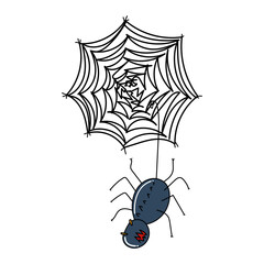 Cartoon Spider. Halloween spider. Halloween Scary spider hand drawn style. Vector illustration.