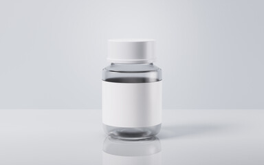 Medical pill bottle with health care concept, 3d rendering.
