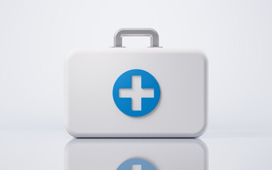 White health care medical box, 3d rendering.