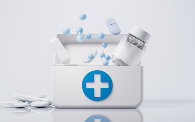 White health care medical box, 3d rendering.