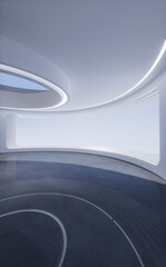 Empty creative round room background, 3d rendering.