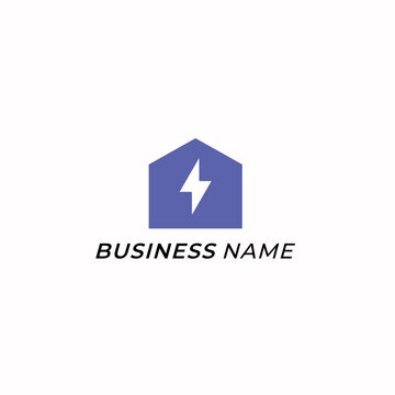 design logo combine house and thunderbolt