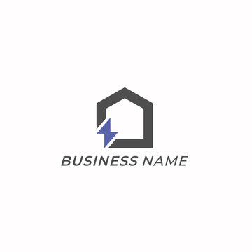design logo combine thunderbolt and home
