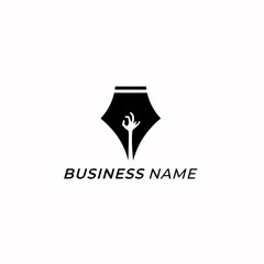Obraz premium design logo negative space pen and hand zombie