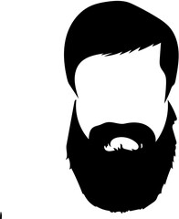 Hipster-style bearded man silhouette. Emblem for a barbershop. Label for a fashion badge. vector Illustration 