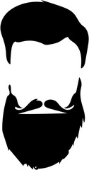 Hipster-style bearded man silhouette. Emblem for a barbershop. Label for a fashion badge. Illustration in vector format.