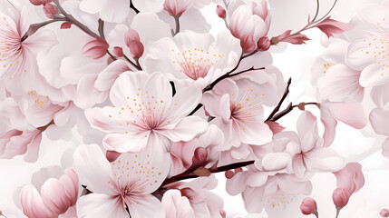 watercolor seamless pattern cherry blossoms
