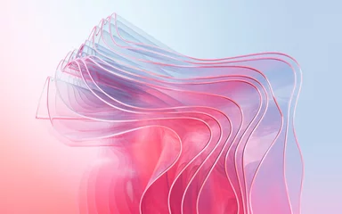 Foto op Plexiglas Fractale golven Gradient multilayer glass background, 3d rendering.