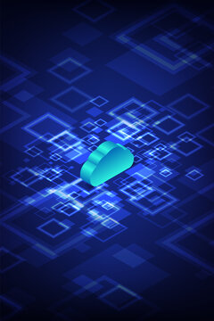 Cloud computing technology design concept abstract background in isometric style.