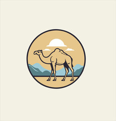 camel logo minimalist design, 2d camel logotype