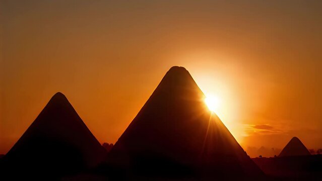 Pyramids at sunset in the desert
Beautiful cinematic Steady shot, 2023 
