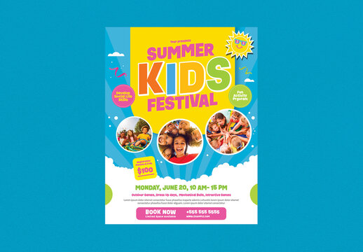 Colorful Summer Kids Camp Event Flyer